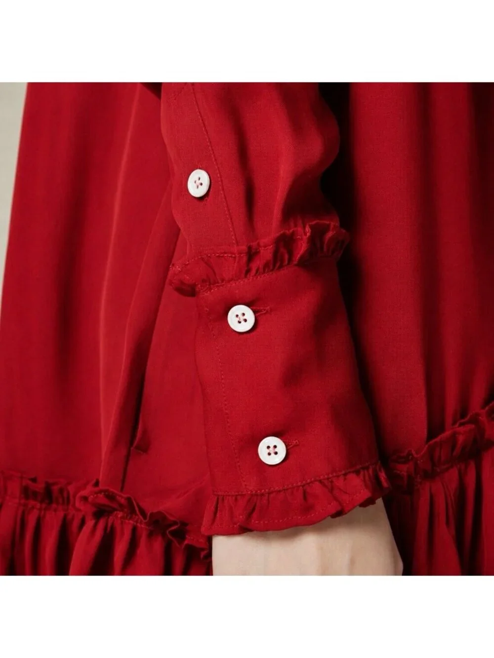 J Crew Womens Amelia Popover Shirtdress Sz Large Red Drapey Viscose Twill Dress